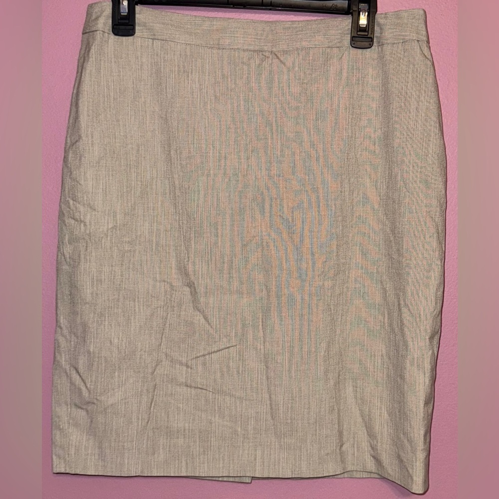 Kate Hill Cream Tan Pencil Skirt Knee-Length Work